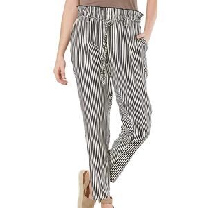 Billabong Black White Striped Desert Adventure Paperbag Pants size M NEW Tags